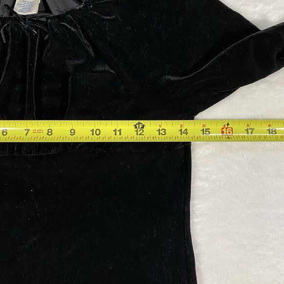 Vtg Y2K Old Navy Stretch Black Velvet Dress Flared Sleeve Formal Girls Sz 10 - Picture 5 of 7